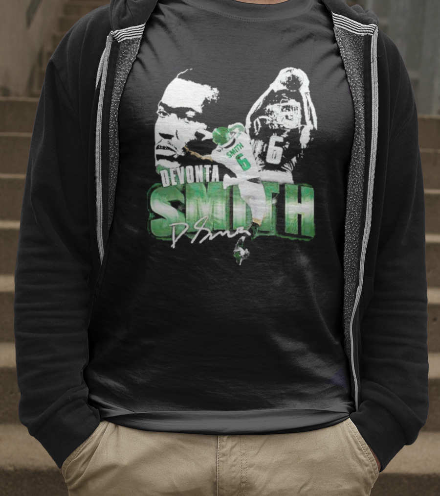 DeVonta Smith Philadelphia Number 6 Football Chrome Look T-Shirt