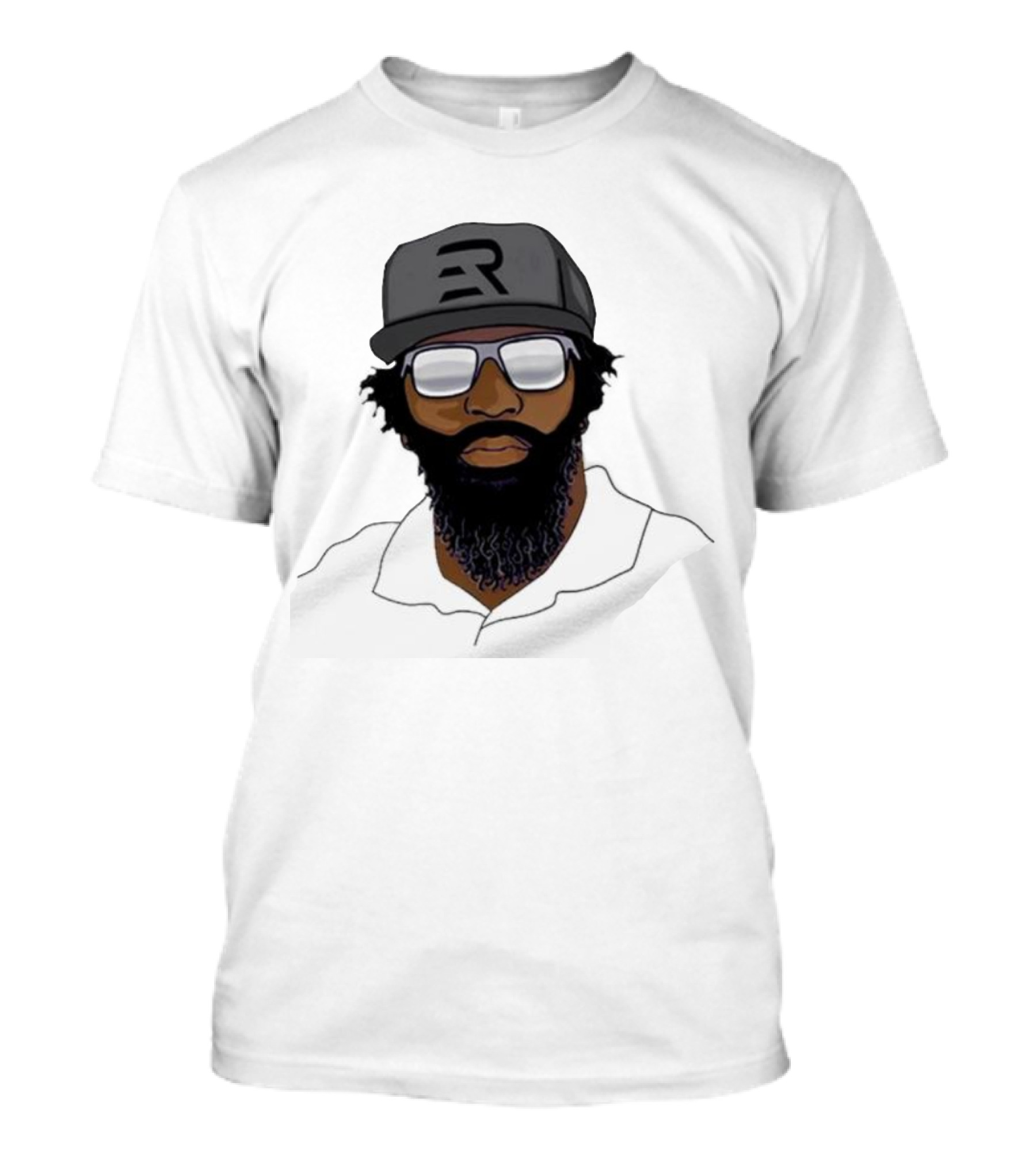 Geno Stone Wearing Ed Reed Illustration With ER Hat T-Shirt