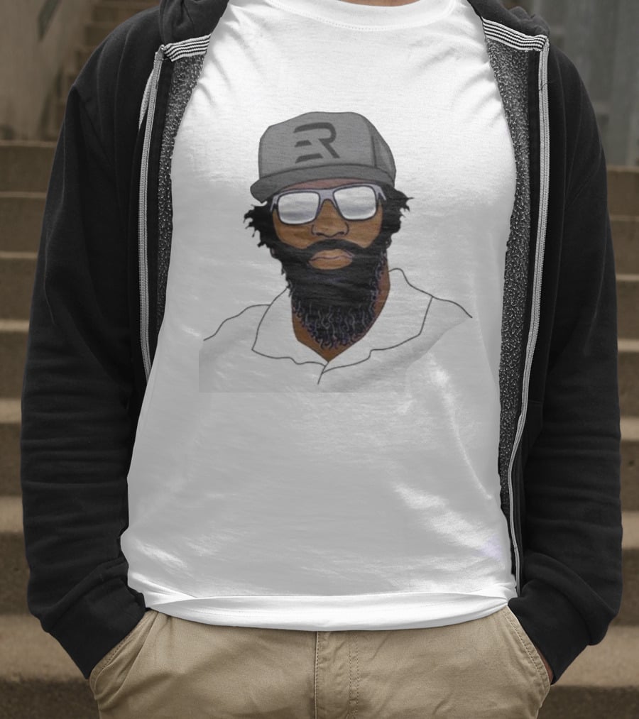 Geno Stone Wearing Ed Reed Illustration With ER Hat T-Shirt