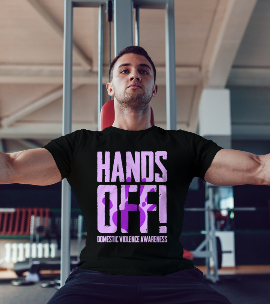 HANDS OFF DOMESTIC VIOLENCE AWARENESS PURPLE HANDPRINT T-Shirt