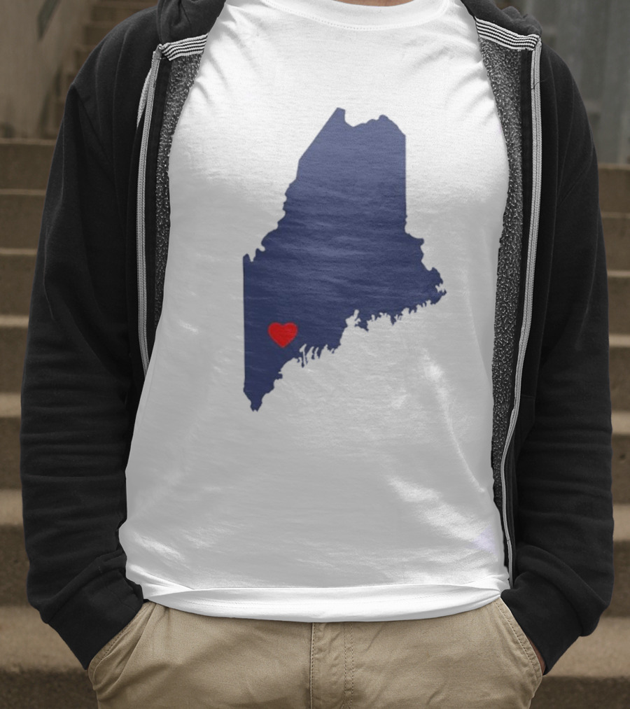 Lewiston Strong Heart Map Maine T-Shirt