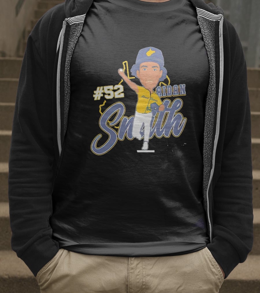 52 Aidan Smith Mountaineers Caricature Signature T-Shirt