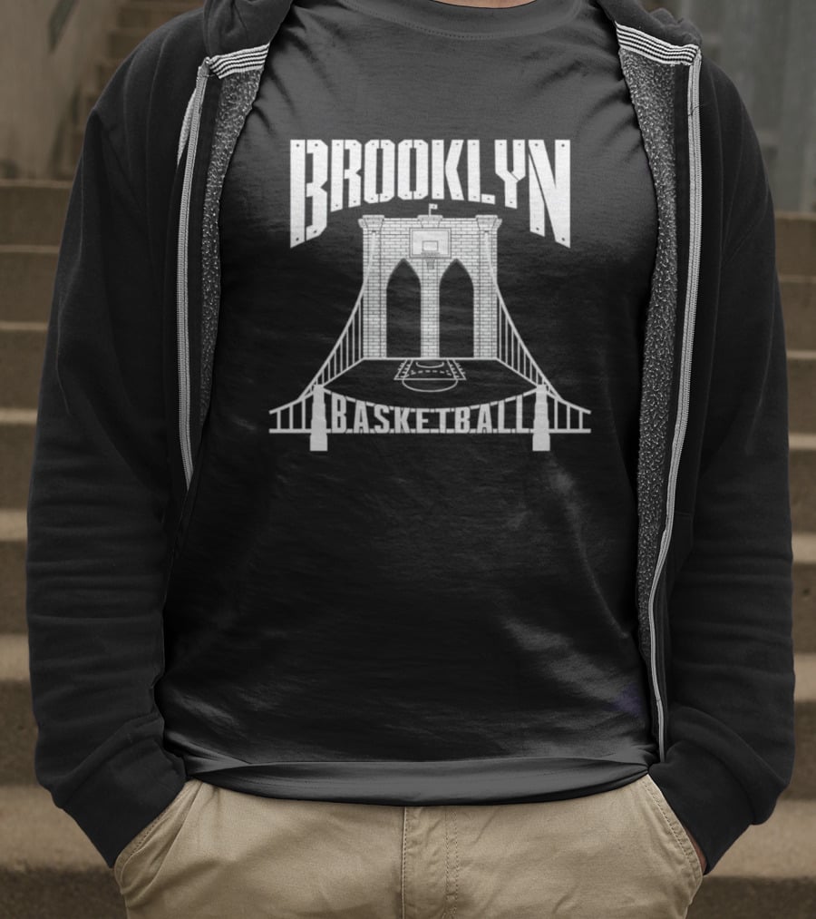Brooklyn Bridge Basketball Court With Hoops T-Shirt
