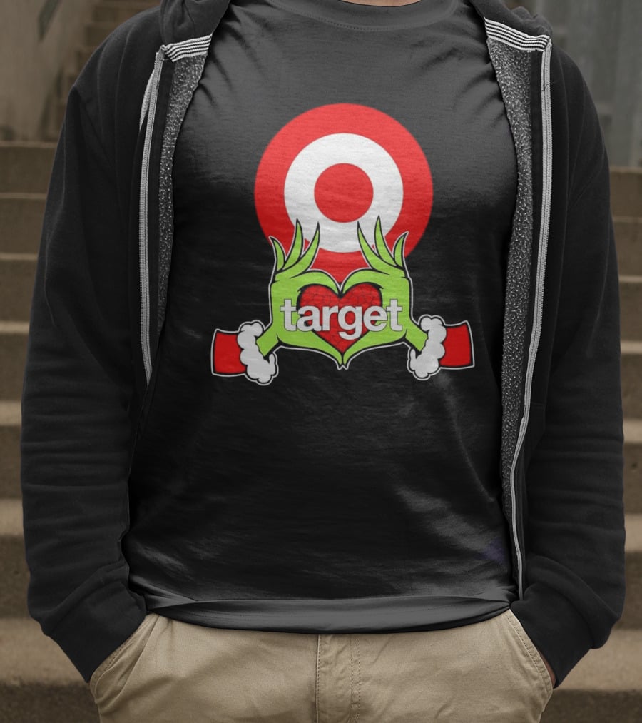 Grinch Hands Holding Heart In Front Of Target Christmas T-Shirt