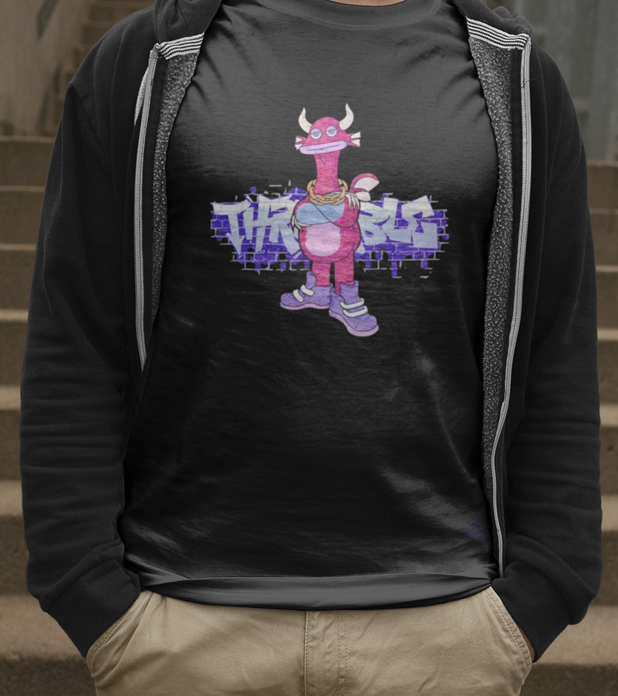Men’s My Singing Monsters Thrumble Graffiti Style Character With Chain And Sneakers T-Shirt