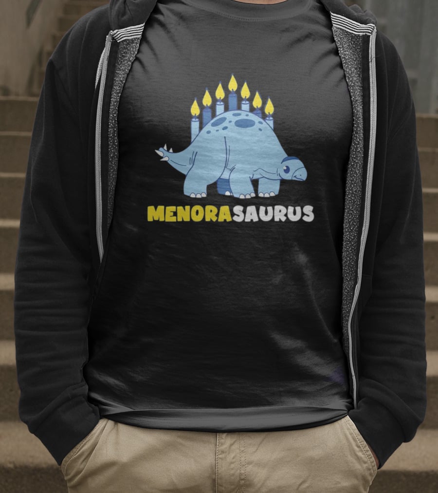 MENORASAURUS Hanukkah Dinosaur Candles T-Shirt