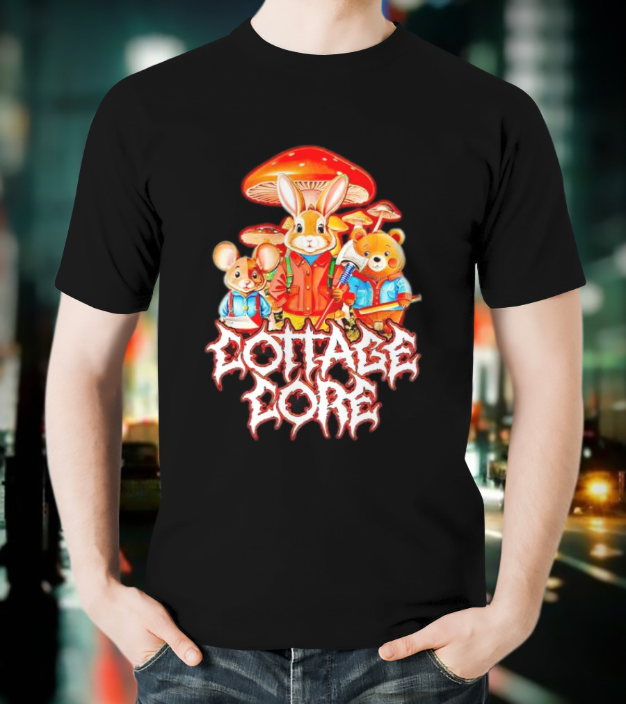 Cottage Core Bunny Mushroom Trio T-Shirt