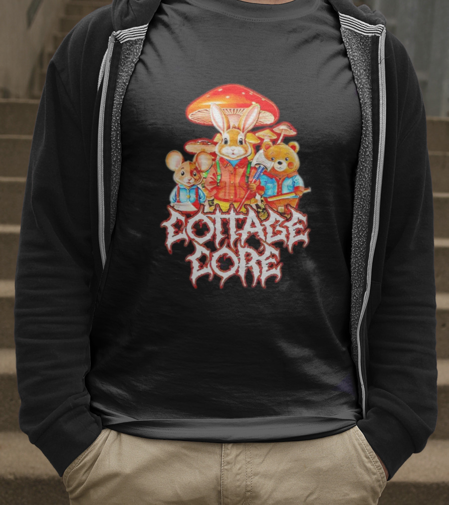 Cottage Core Bunny Mushroom Trio T-Shirt