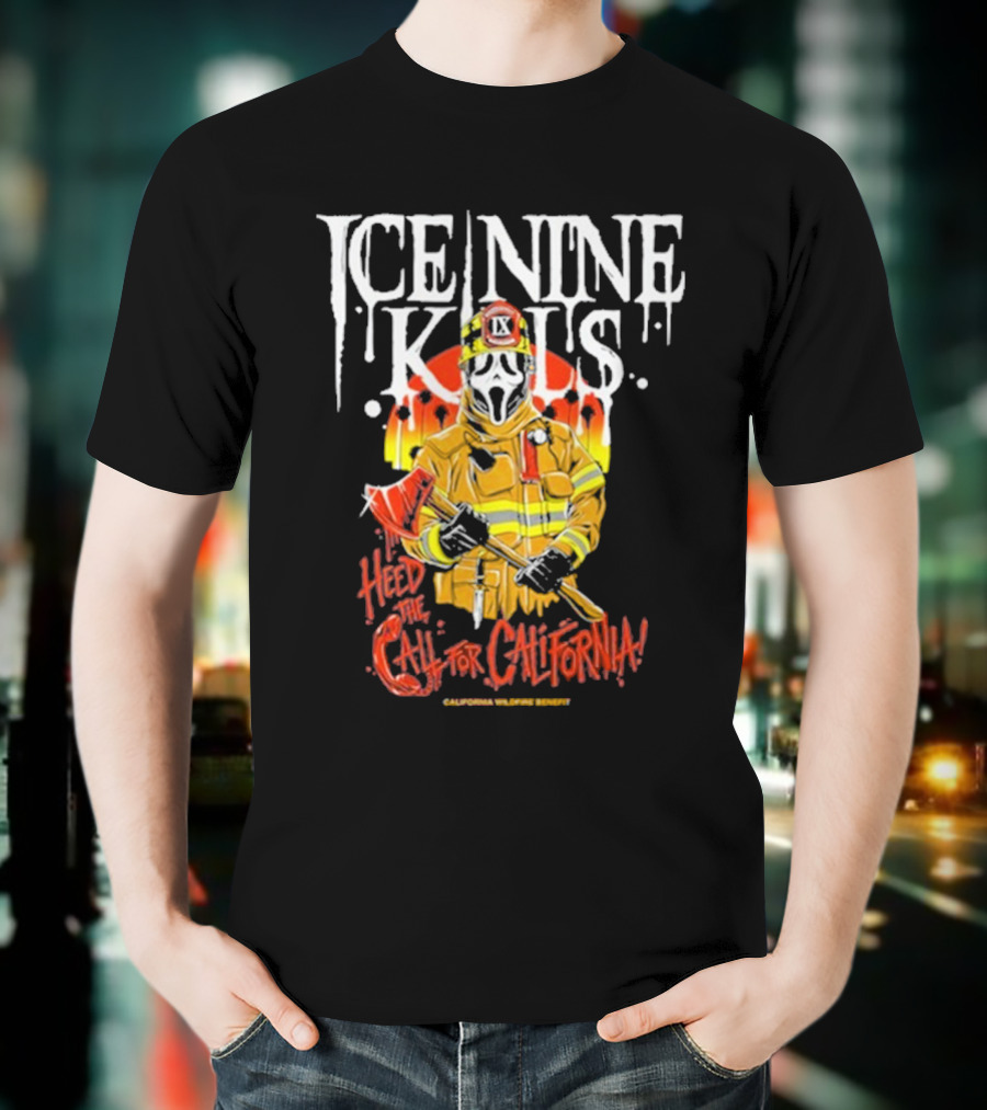Ice Nine Kills Heed The Call For California Wildfire Benefit Scary Firefighter T-Shirt