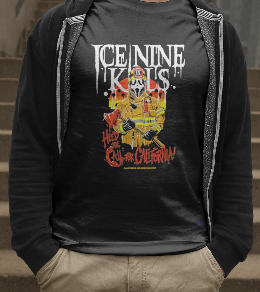 Ice Nine Kills Heed The Call For California Wildfire Benefit Scary Firefighter T-Shirt