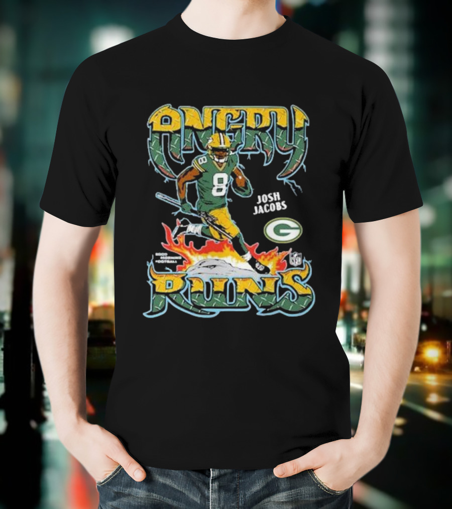 Josh Jacobs Angry Runs Green Bay Packers NFL Football T-Shirt