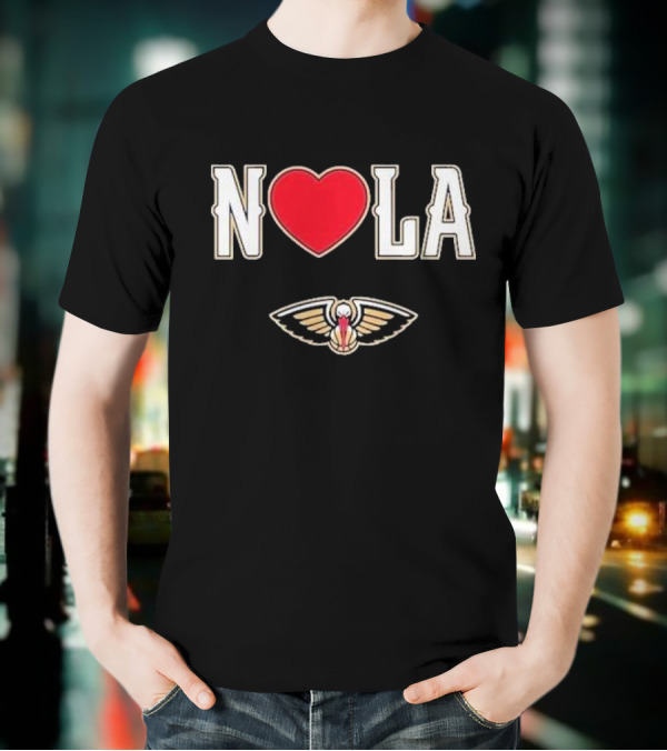 New Orleans Pelicans Heart NOLA Love With Pelicans T-Shirt