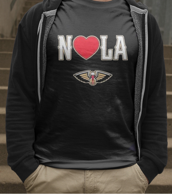 New Orleans Pelicans Heart NOLA Love With Pelicans T-Shirt