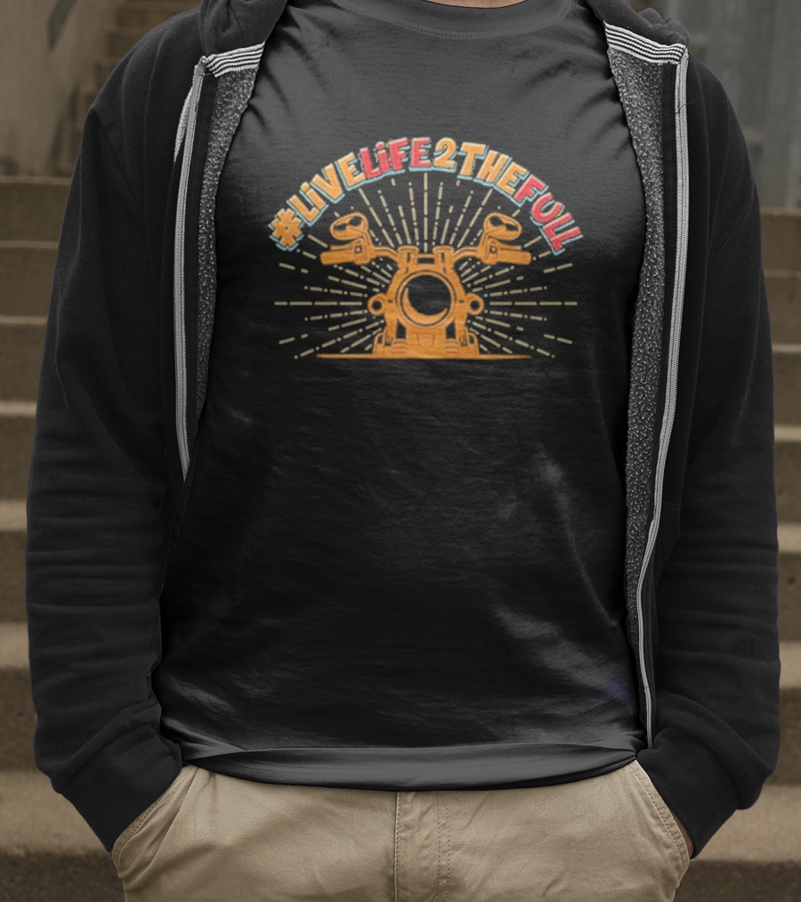 Live Life 2 The Full Motorcycle Handlebar Adventure T-Shirt
