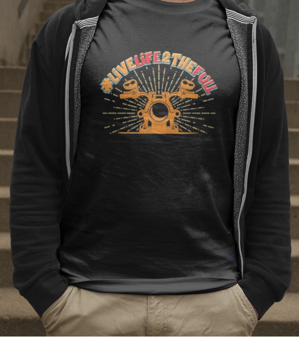 Live Life 2 The Full Motorcycle Handlebar Adventure T-Shirt