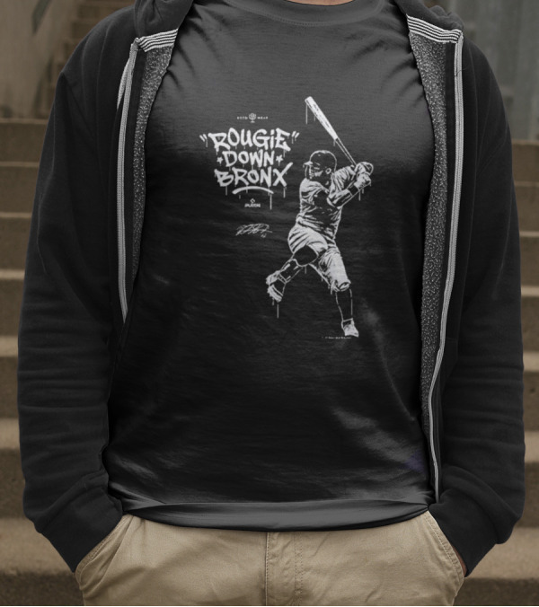 Rougie Down Bronx Yankees Baseball Player Action T-Shirt