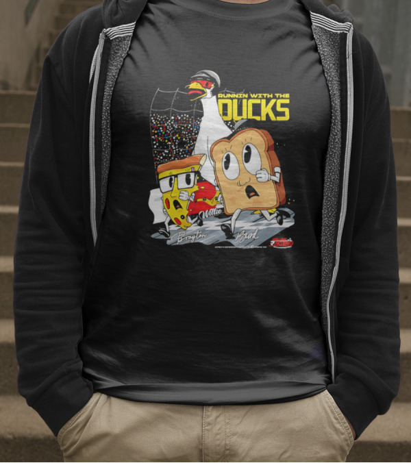 Running With The Ducks Brayton Brad Willie Cartoon Pizza And Toast Racing T-Shirt