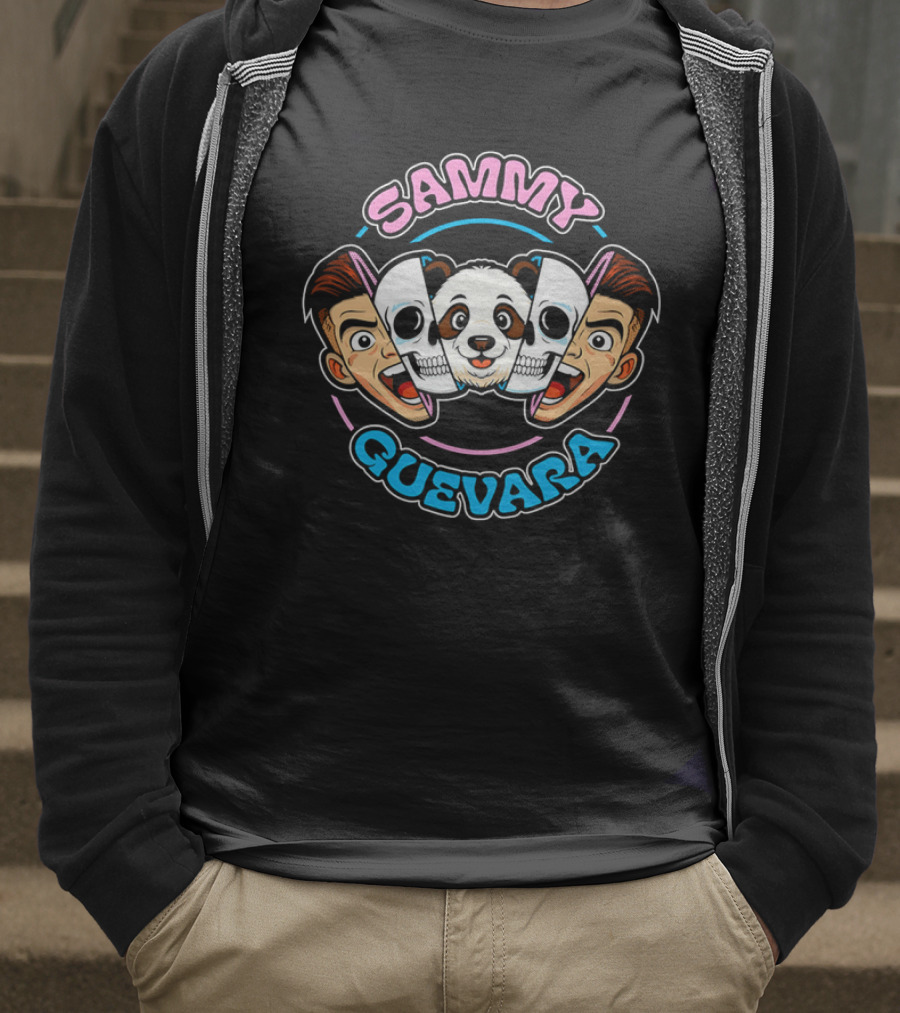SAMMY GUEVARA PANDA POWER WRESTLER CARTOON FACES T-Shirt