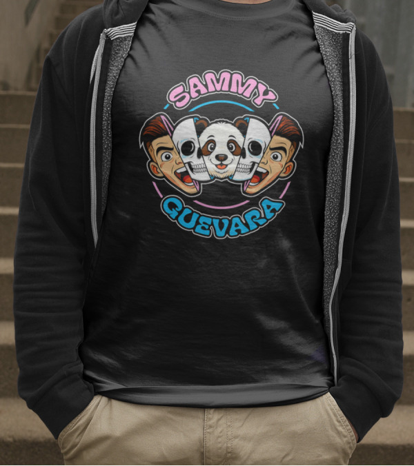 SAMMY GUEVARA PANDA POWER WRESTLER CARTOON FACES T-Shirt