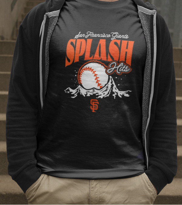 San Francisco Giants Splash Hits Baseball Waves And Number 9 T-Shirt