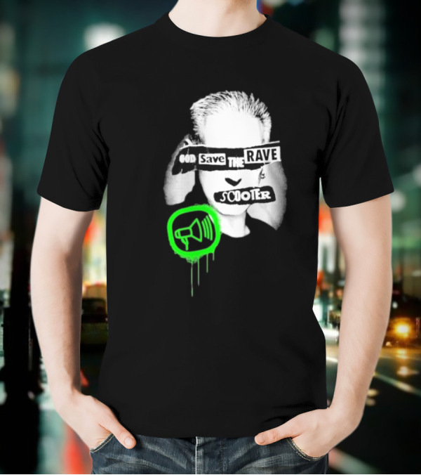 Scooter God Save The Rave Speaker Icon Bold Design T-Shirt