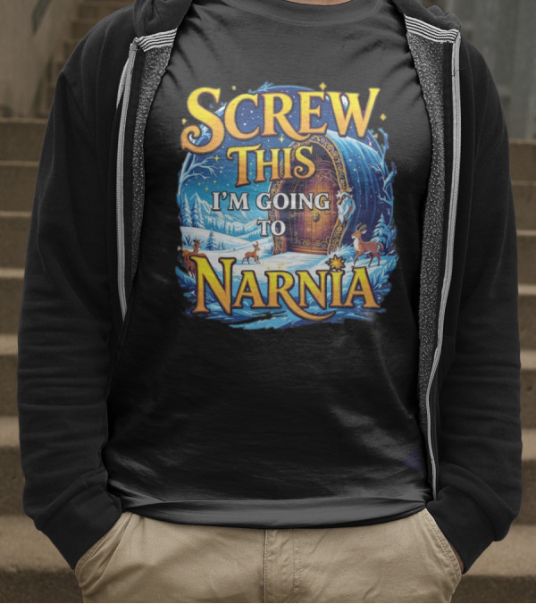 Screw This I'm Going To Narnia Magical Door With Deer And Snowy Landscape T-Shirt