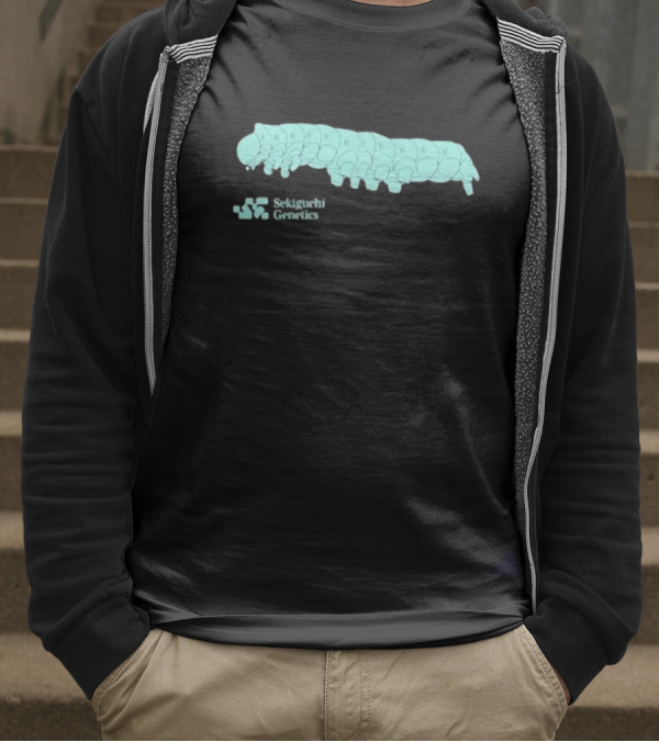 Sekiguchi Genetics Cartoon Caterpillar Image T-Shirt
