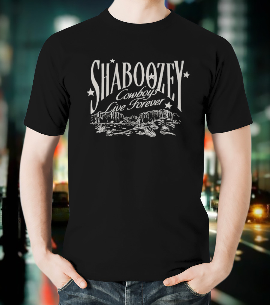 Shaboozey Cowboys Live Forever Western Mountains Scene T-Shirt