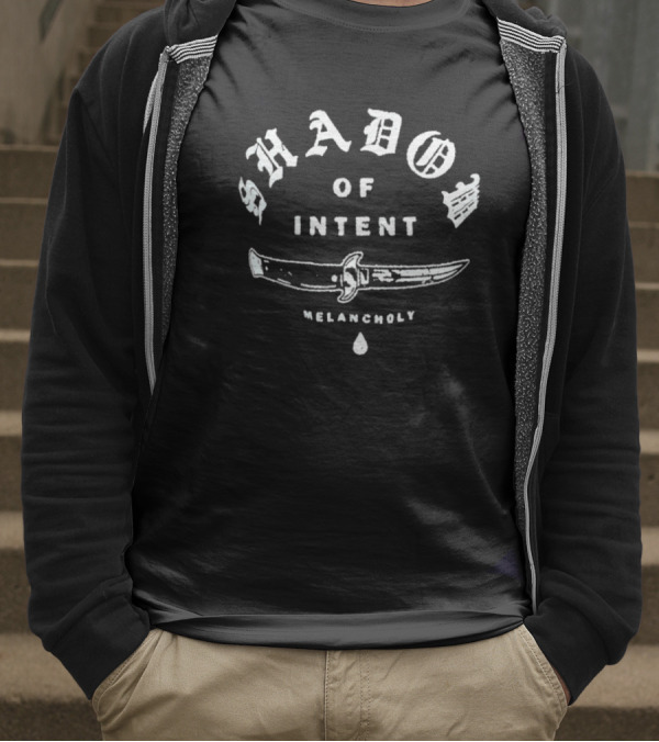 Shadow Of Intent Melancholy Knife Graphic With Tear Drop And Blade Design T-Shirt
