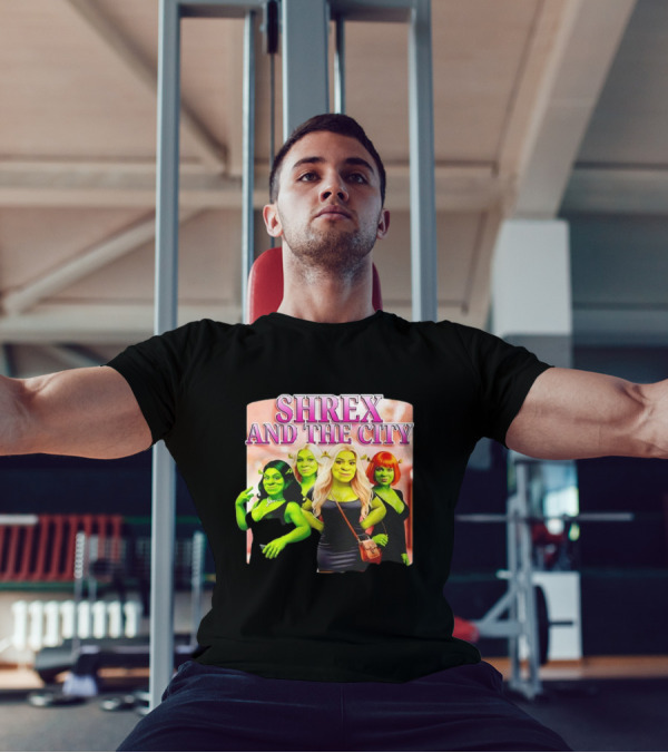 SHREX AND THE CITY Green Characters Ladies In Black Dresses T-Shirt