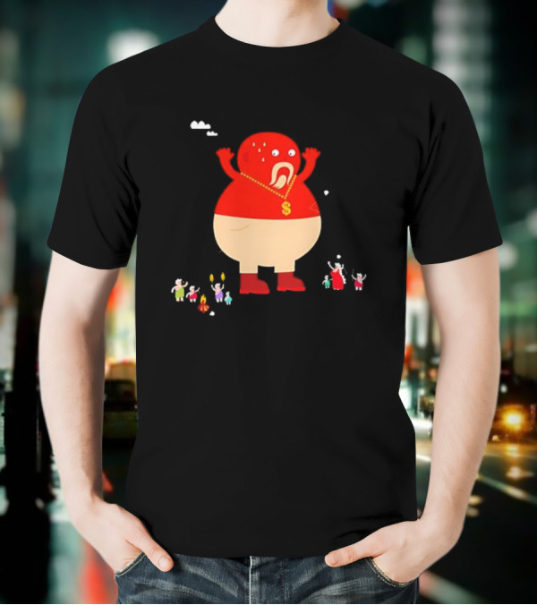 Simon Oxley Neanderfools Giant Red Character Dollar Necklace T-Shirt