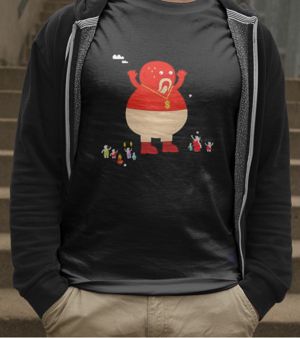 Simon Oxley Neanderfools Giant Red Character Dollar Necklace T-Shirt