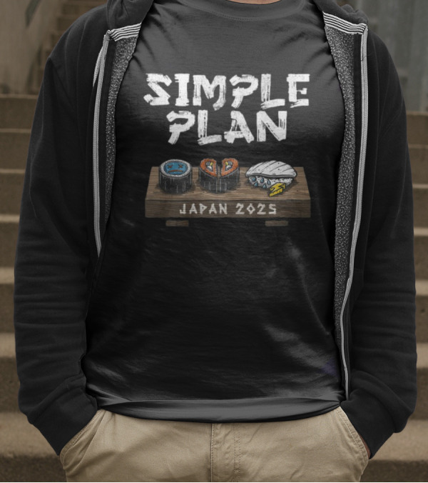 Simple Plan Japan 2025 Sushi Icons T-Shirt
