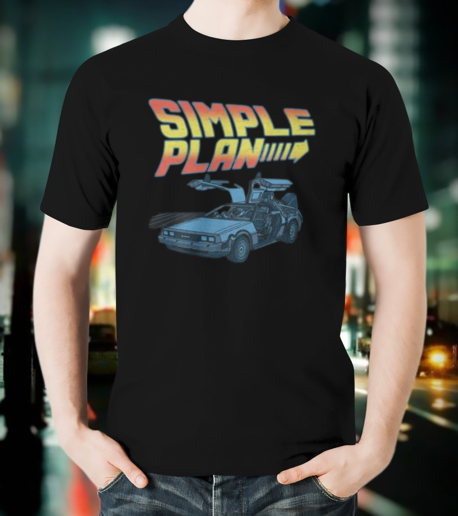 SIMPLE PLAN Time Travel Car Retro Style Cutout T-Shirt