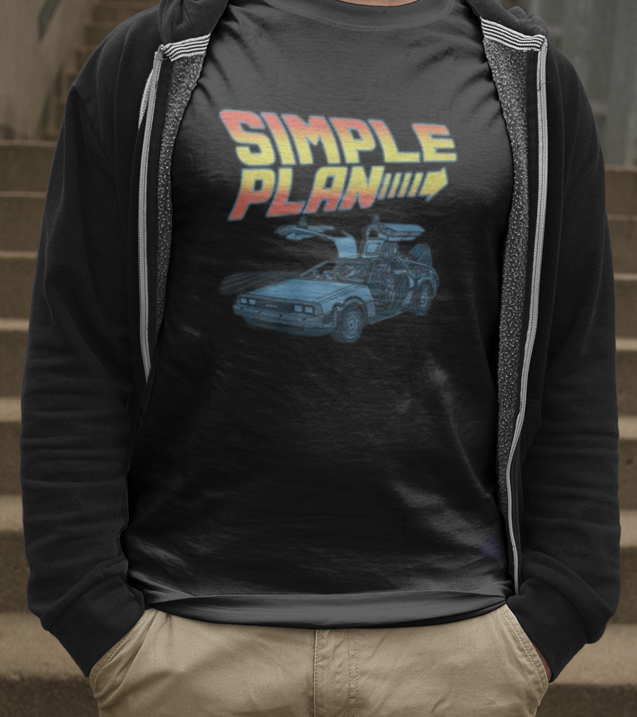 SIMPLE PLAN Time Travel Car Retro Style Cutout T-Shirt