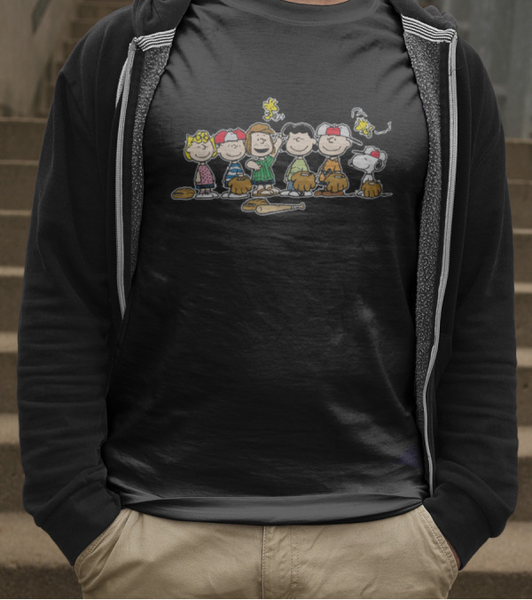 Peanuts Baseball Team With Snoopy And Woodstock T-Shirt