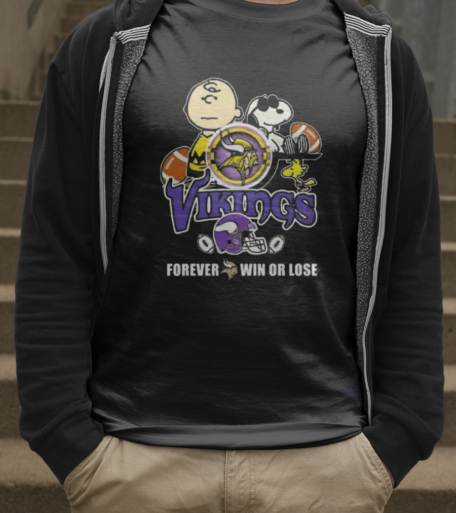 Charlie Brown Snoopy Vikings Football Forever Win Or Lose T-Shirt