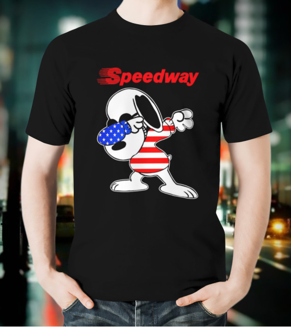 Speedway Snoopy Dabbing American Flag Outfit T-Shirt