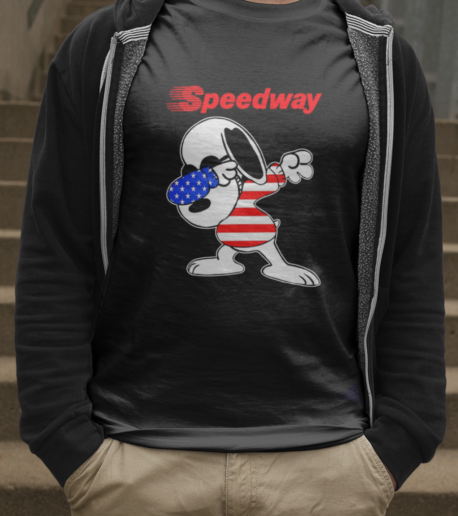 Speedway Snoopy Dabbing American Flag Outfit T-Shirt