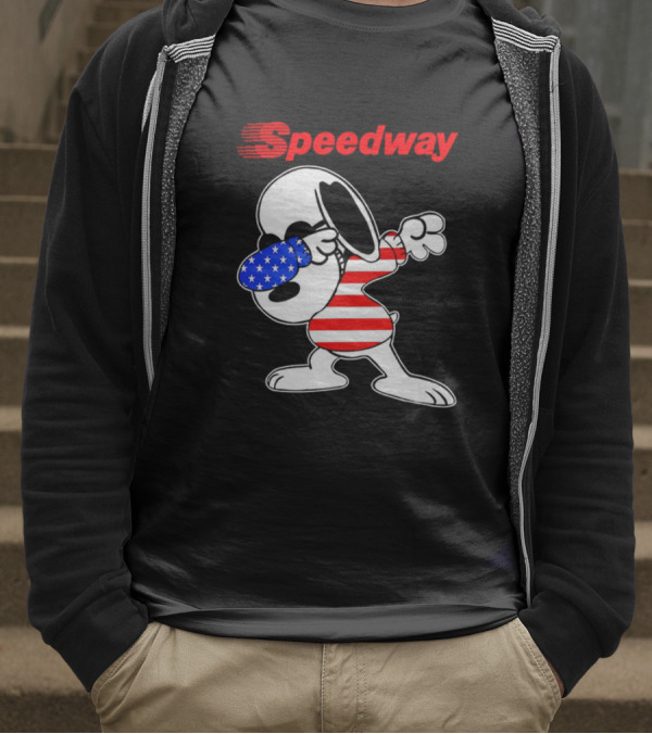 Speedway Snoopy Dabbing American Flag Outfit T-Shirt