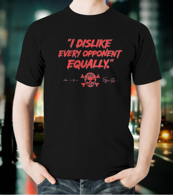 "I Dislike Every Opponent Equally Spencer Strider Skull And Crossbones Signature" T-Shirt