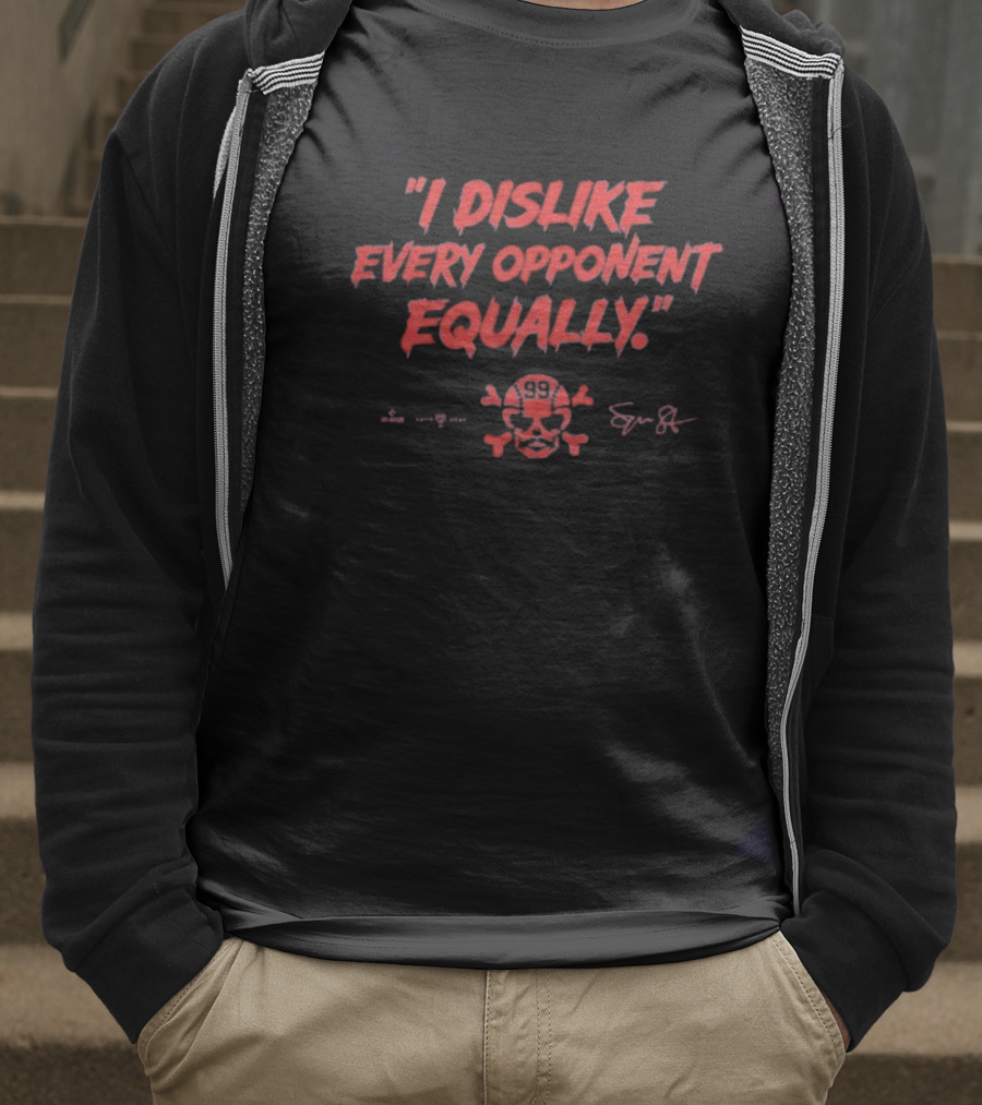 "I Dislike Every Opponent Equally Spencer Strider Skull And Crossbones Signature" T-Shirt