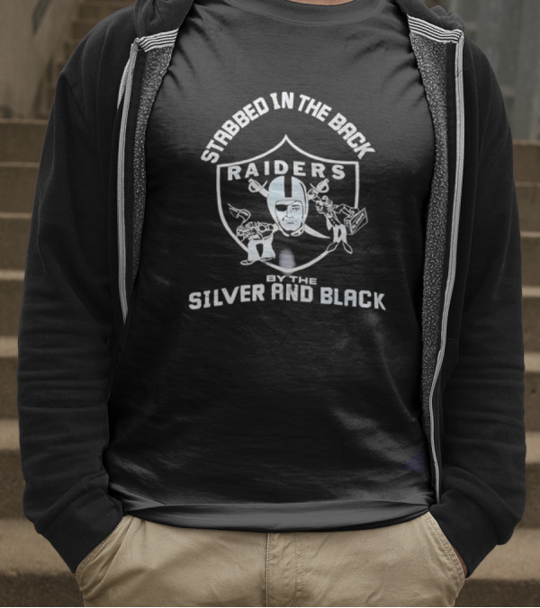 Stabbed In The Back Raiders Silver And Black T-Shirt
