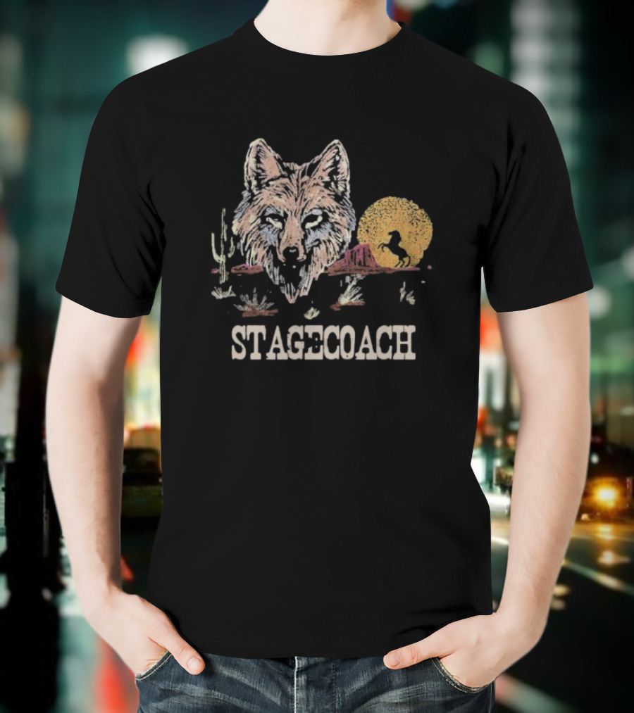 Stagecoach Lone Coyote Indio California 2025 Wolf Desert Scene T-Shirt