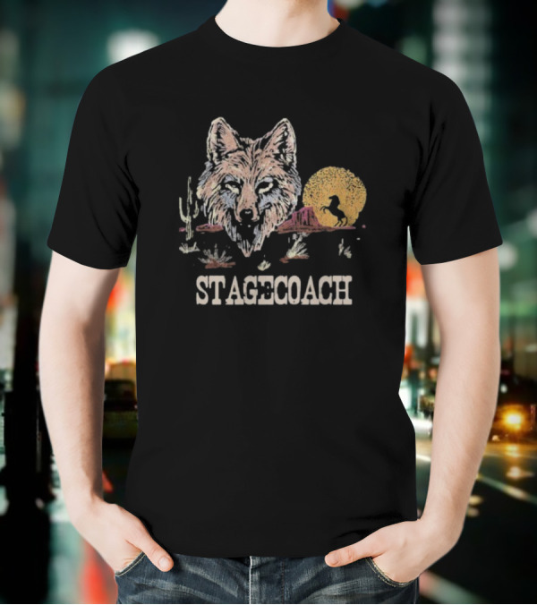 Stagecoach Lone Coyote Indio California 2025 Wolf Desert Scene T-Shirt
