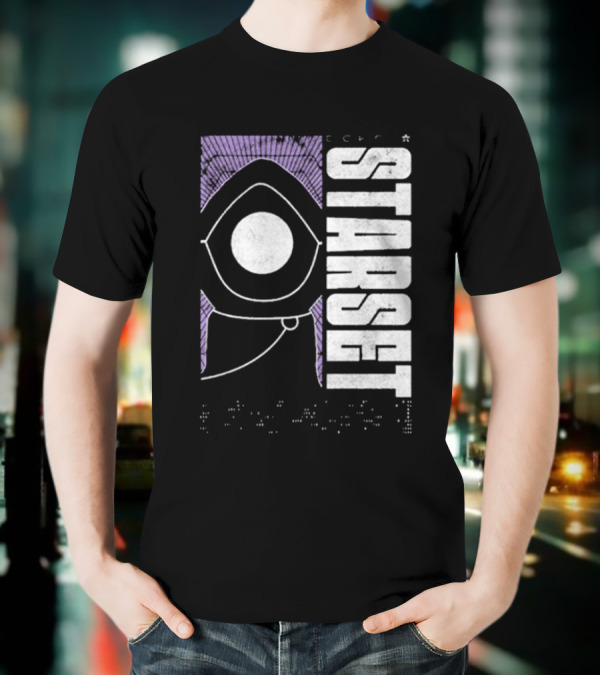 Starset Echo Purple Hooded Figure Bold White Text T-Shirt