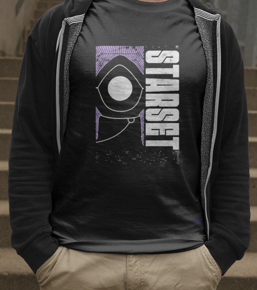 Starset Echo Purple Hooded Figure Bold White Text T-Shirt