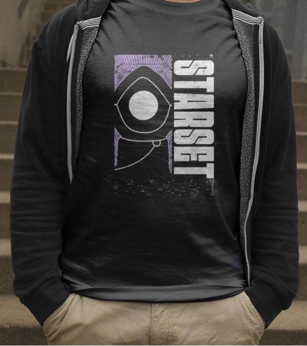 Starset Echo Purple Hooded Figure Bold White Text T-Shirt