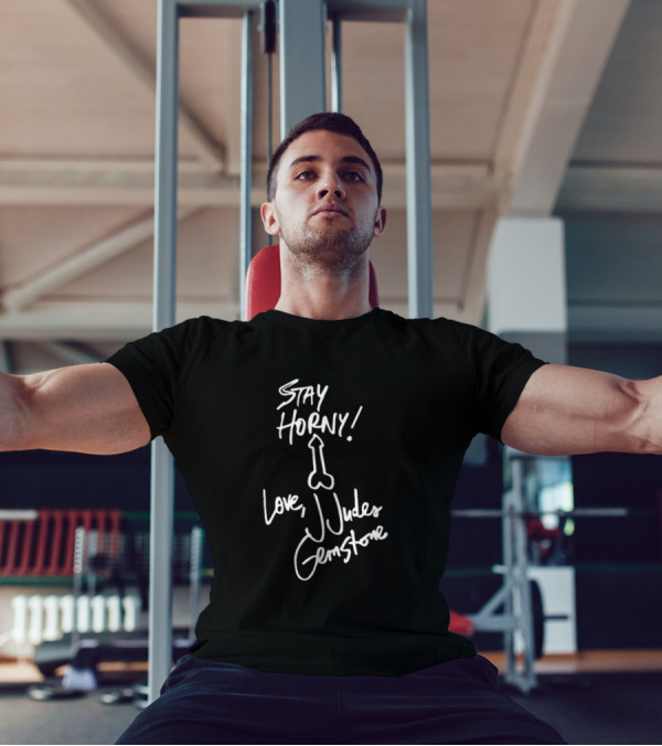 Stay Horny Love J Judes Gemstone White Marker Graphic T-Shirt