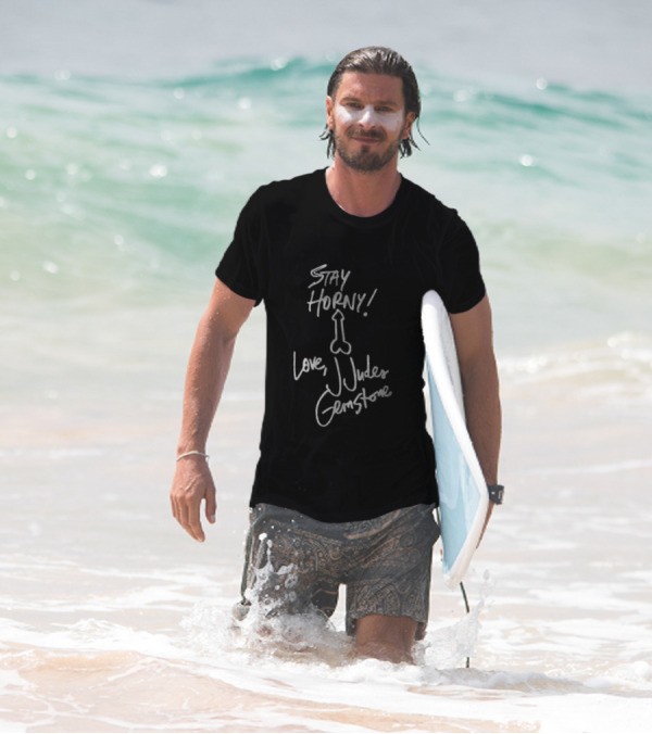 Stay Horny Love J Judes Gemstone White Marker Graphic T-Shirt